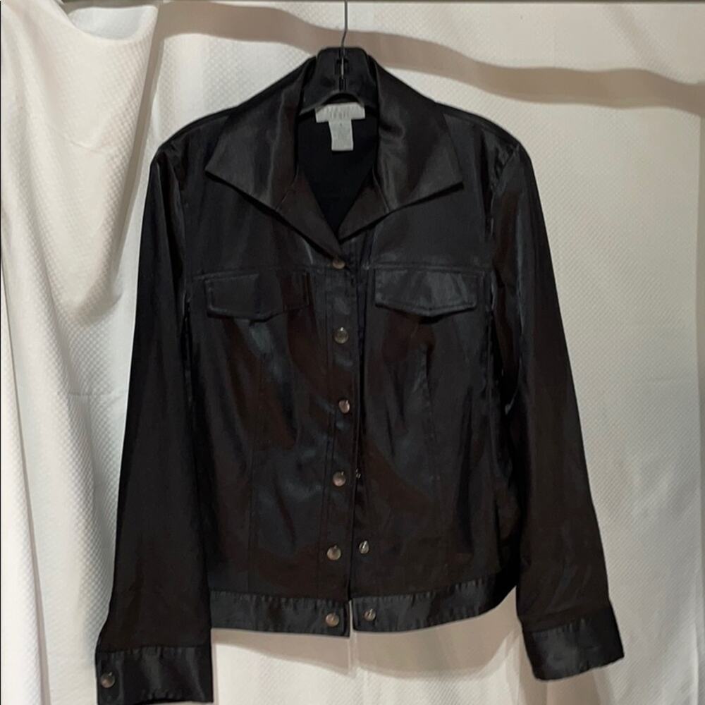 August Silk Logic 4 black satin jacket like new